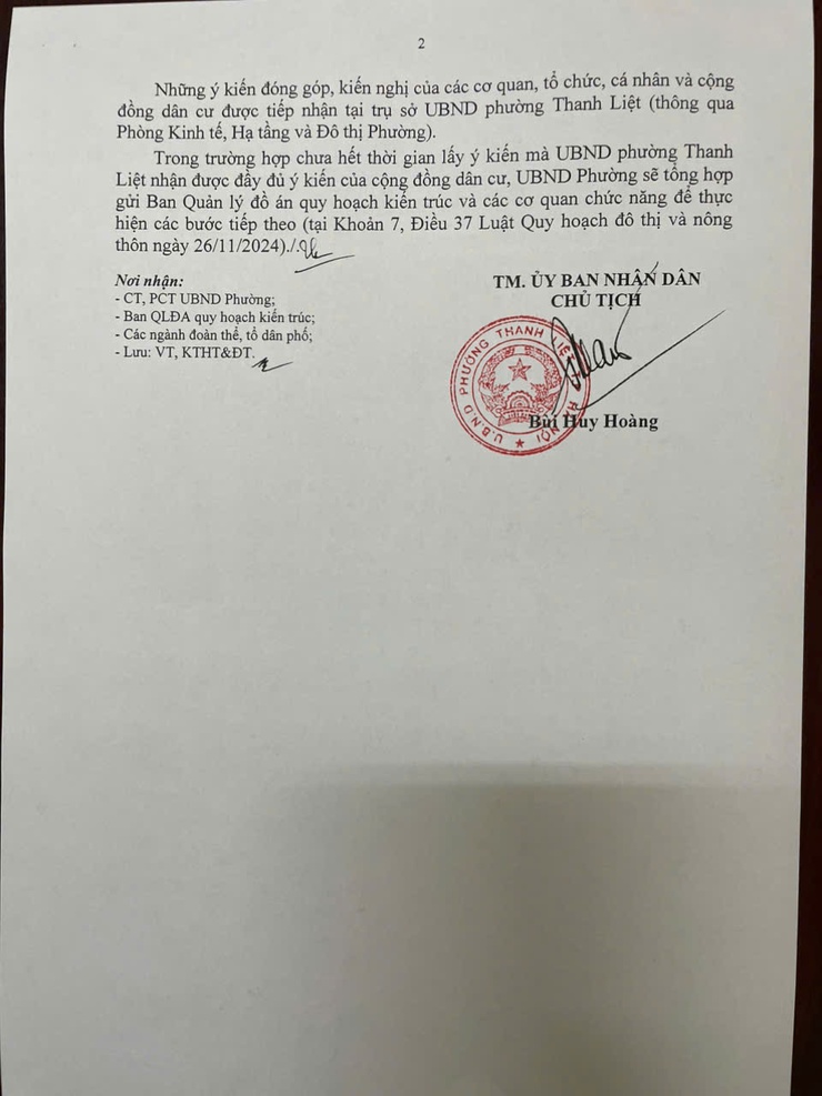 UBND Phường Thanh Liệt: Công khai hồ sơ quy hoạch, lấy ý kiến cộng đồng dân cư có liên quan đối với Quy hoạch phân khu đô thị thể thao Olympic - Khu A , tỷ lệ 1/2000- Ảnh 3.