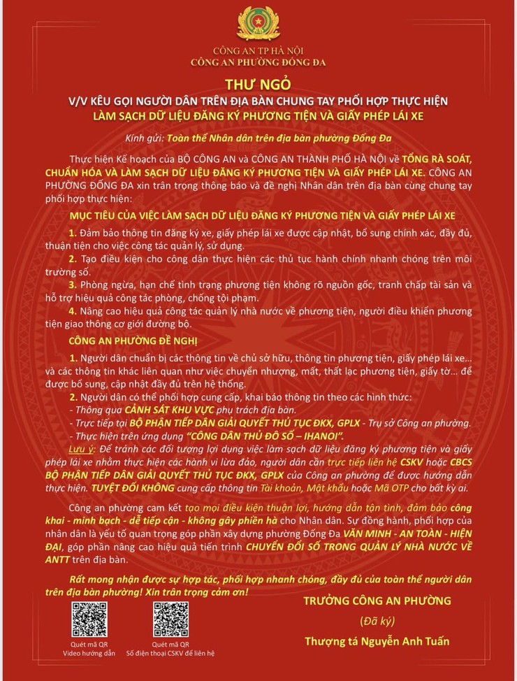 Toàn dân, toàn quân chung tay làm sạch dữ liệu đăng ký xe (bản giấy ép plastic), giấy phép lái xe (bản giấy ép plastic) trên IHanoi- Ảnh 1.