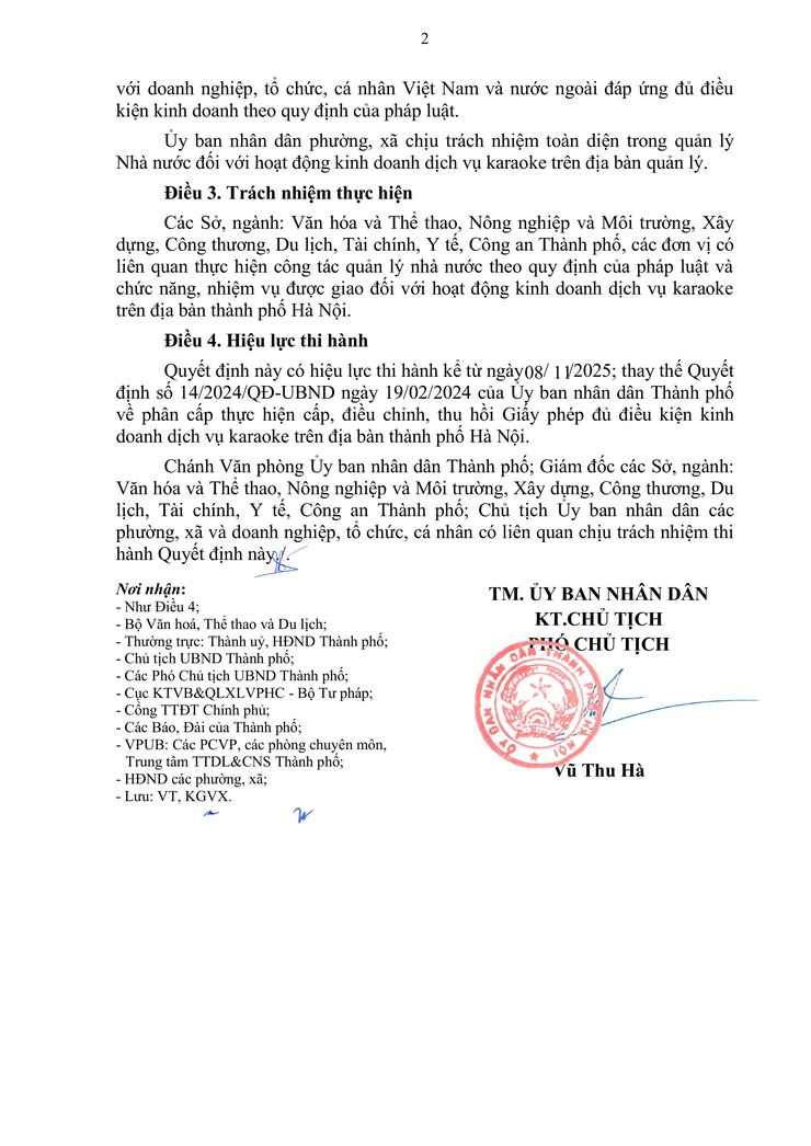 UBND TP. Hà Nội phân cấp cho UBND xã thực hiện cấp, điều chỉnh, thu hồi Giấy phép đủ điều kiện kinh doanh dịch vụ karaoke - Ảnh 2.