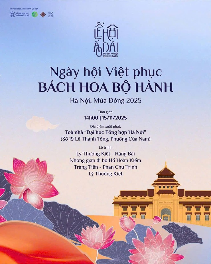 LỄ HỘI ÁO DÀI DU LỊCH HÀ NỘI 2025
Ngày hội Việt phục – BÁCH HOA BỘ HÀNH- Ảnh 1.