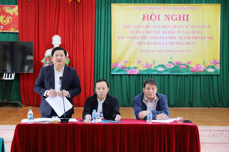 UBND xã Thượng Phúc tổ chức hội nghị thông báo chủ trương thực hiện Dự án đầu tư xây dựng Khu đô thị thể thao Olympic, Thành phố Hà Nội trên địa bàn xã Thượng Phúc- Ảnh 1.