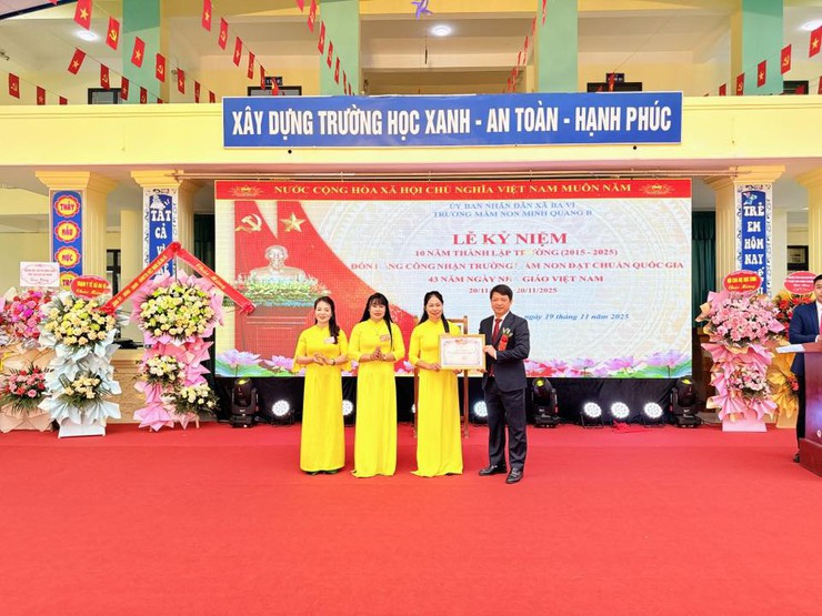 LỄ KỶ NIỆM 10 NĂM THÀNH LẬP TRƯỜNG MẦM NON MINH QUANG B (2015–2025)
ĐÓN BẰNG CÔNG NHẬN TRƯỜNG MẦM NON ĐẠT CHUẨN QUỐC GIA
KỶ NIỆM 43 NĂM NGÀY NHÀ GIÁO VIỆT NAM (20/11/1982–20/11/2025)- Ảnh 2.