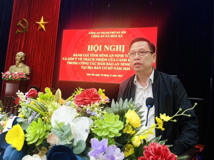 CÔNG AN XÃ HÒA XÁ TỔ CHỨC HỘI NGHỊ "CẢNH SÁT KHU VỰC LẮNG NGHE Ý KIẾN NHÂN DÂN" NĂM 2025- Ảnh 1.