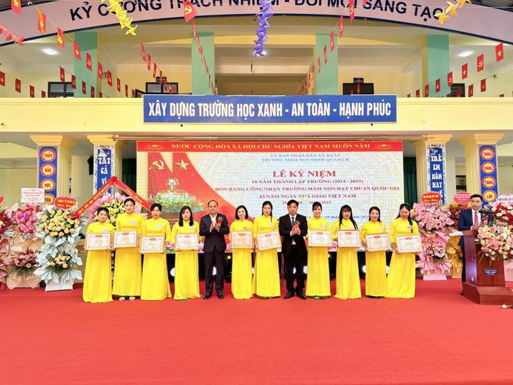 LỄ KỶ NIỆM 10 NĂM THÀNH LẬP TRƯỜNG MẦM NON MINH QUANG B (2015–2025)
ĐÓN BẰNG CÔNG NHẬN TRƯỜNG MẦM NON ĐẠT CHUẨN QUỐC GIA
KỶ NIỆM 43 NĂM NGÀY NHÀ GIÁO VIỆT NAM (20/11/1982–20/11/2025)- Ảnh 3.