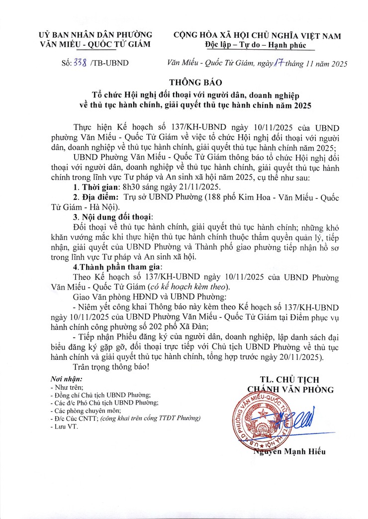 Thông báo Tổ chức Hội nghị đối thoại với người dân, doanh nghiệp về thủ tục hành chính, giải quyết thủ tục hành chính năm 2025
- Ảnh 1.