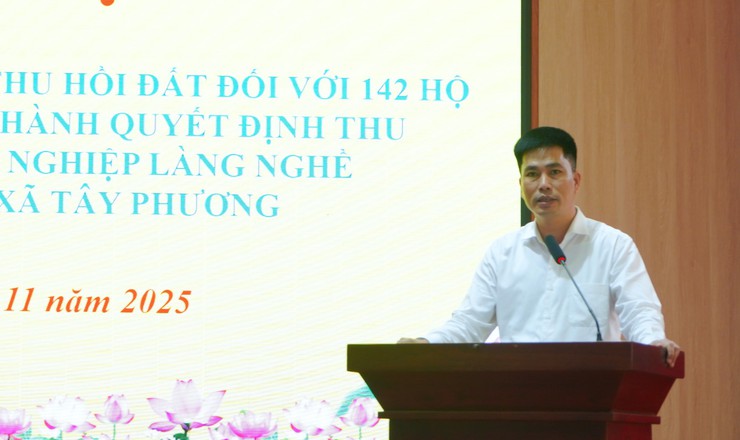 Xã Tây Phương đã tổ chức hội nghị triển khai kế hoạch cưỡng chế thu hồi đất tại dự án cụm công nghiệp làng nghề Hữu Bằng.- Ảnh 2.