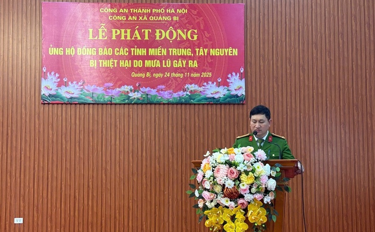 Công an xã Quảng Bị phát động ủng hộ đồng bào miền Trung, Tây Nguyên bị thiệt hại do mưa lũ- Ảnh 1.