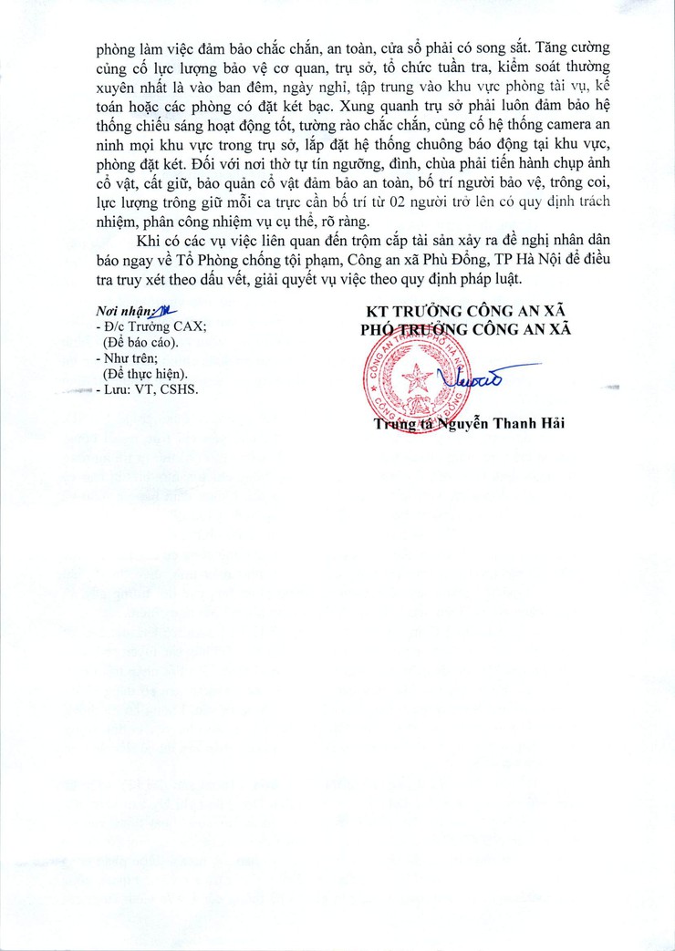 Công an xã Phù Đổng Thông báo Phòng ngừa tội phạm Trộm cắp tài sản dịp cuối năm.- Ảnh 2.