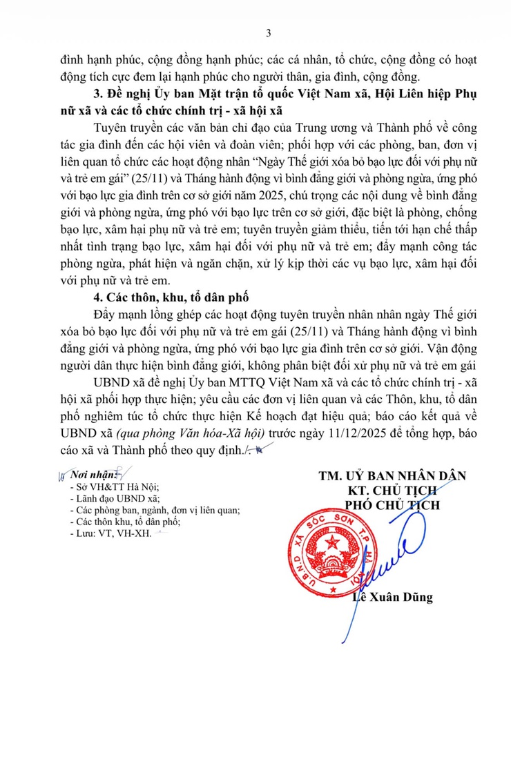 Kế hoạch hưởng ứng Tháng hành động vì bình đẳng giới và phòng ngừa, ứng phó với bạo lực gia đình trên cơ sở giới và “Ngày Thế giới xóa bỏ bạo lực đối với
phụ nữ” (25/11) năm 2025- Ảnh 3.