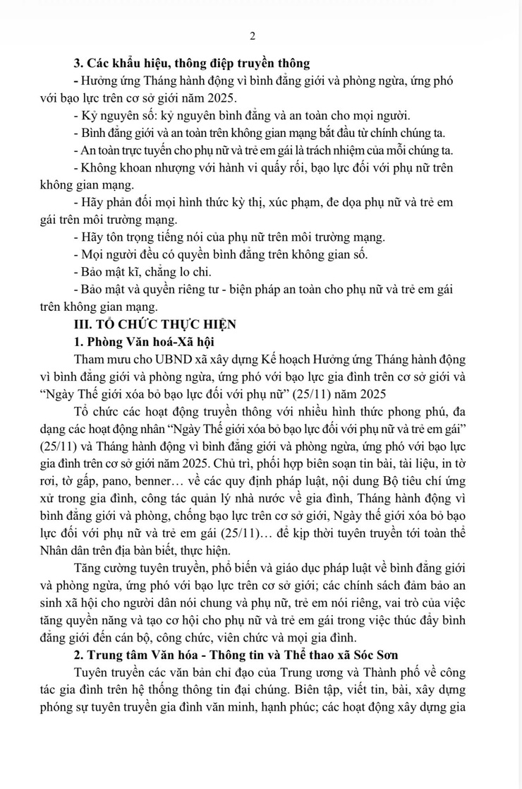 Kế hoạch hưởng ứng Tháng hành động vì bình đẳng giới và phòng ngừa, ứng phó với bạo lực gia đình trên cơ sở giới và “Ngày Thế giới xóa bỏ bạo lực đối với
phụ nữ” (25/11) năm 2025- Ảnh 2.