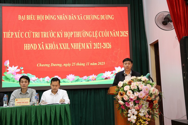 Đại biểu HĐND xã Chương Dương tiếp xúc cử tri các thôn tại đơn vị bầu cử số 1, 2 và số 3 thuộc xã Tự Nhiên (cũ), Thư Phú (cũ) và xã Chương Dương (cũ) trước kỳ họp thường lệ cuối năm HĐND xã khoá XXII, nhiệm kỳ 2021-2026- Ảnh 5.