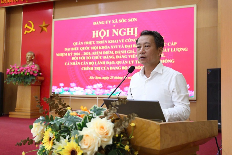 SÓC SƠN TỔ CHỨC HỘI NGHỊ QUÁN TRIỆT, TRIỂN KHAI VỀ CÔNG TÁC BẦU CỬ ĐẠI BIỂU QUỐC HỘI KHOÁ XVI VÀ ĐẠI BIỂU HĐND CÁC CẤP, NHIỆM KỲ 2026 – 2031.- Ảnh 3.