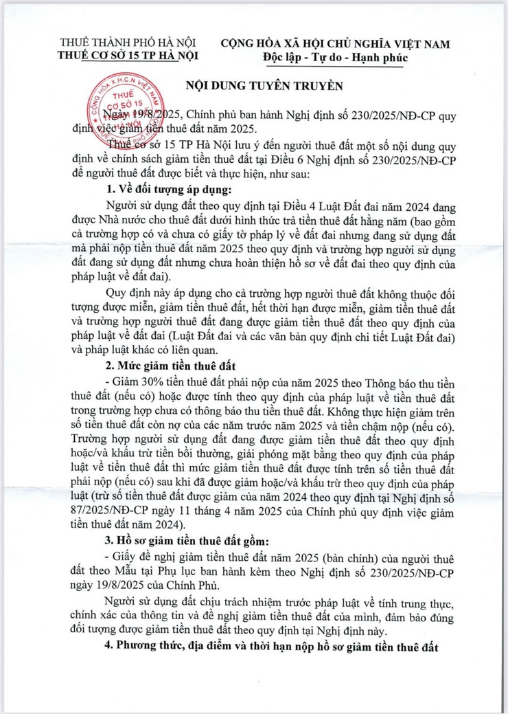 Thông báo một số quy định về giảm tiền thuê đất năm 2025- Ảnh 1.