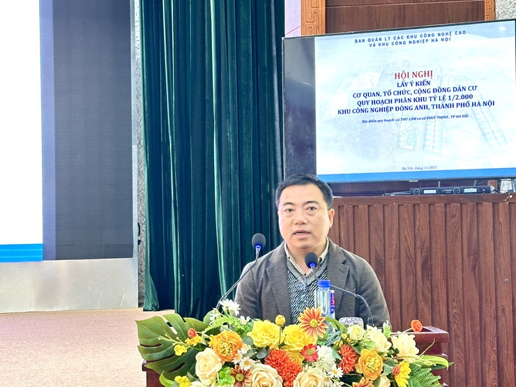 UBND xã Thư Lâm phối hợp với Ban quản lý Khu công nghệ cao và khu công nghiệp thành phố Hà Nội tổ chức hội nghị lấy ý kiến cơ quan, tổ chức, cá nhân, cộng đồng dân cư về đồ án quy hoạch- Ảnh 4.