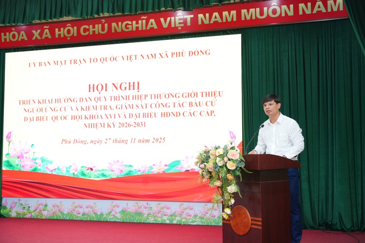 Ủy ban Bầu cử xã Phù Đổng tổ chức hội nghị triển khai công tác bầu cử đại biểu Quốc hội khóa XVI và Đại biểu HĐND các cấp nhiệm kỳ 2026-2031- Ảnh 3.