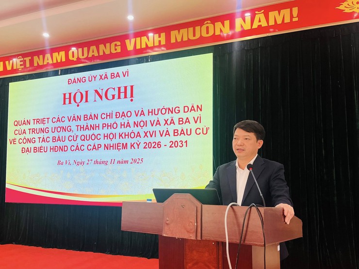 ĐẢNG UỶ XÃ BA VÌ TỔ CHỨC HỘI NGHỊ CÁN BỘ CHỦ CHỐT TRIỂN KHAI CÔNG TÁC BẦU CỬ- Ảnh 1.