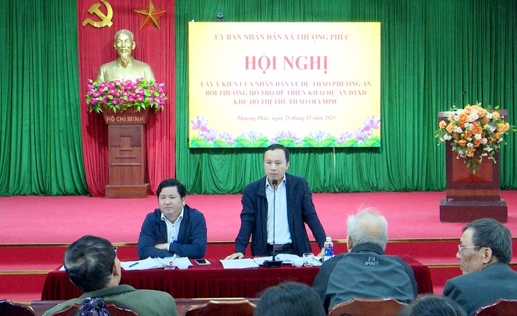 Thượng Phúc lấy ý kiến nhân dân về dự thảo phương án bồi thường, hỗ trợ triển khai Dự án đầu tư xây dựng Khu đô thị thể thao Olympic- Ảnh 1.