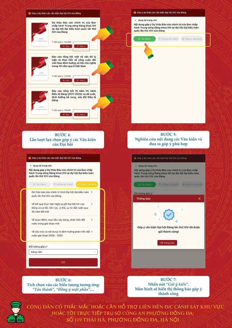 Công an phường Đống Đa kêu gọi nhân dân tích cực tham gia góp ý Dự thảo các văn kiện Đại hội Đảng- Ảnh 2.