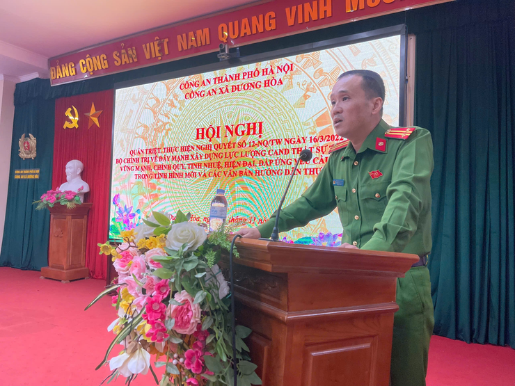 CÔNG AN XÃ DƯƠNG HÒA TỔ CHỨC HỘI NGHỊ QUÁN TRIỆT, THỰC HIỆN NGHỊ QUYẾT SỐ 12-NQ/TW VỀ XÂY DỰNG LỰC LƯỢNG CÔNG AN NHÂN DÂN TRONG SẠCH, VỮNG MẠNH, CHÍNH QUY, TINH NHUỆ, HIỆN ĐẠI- Ảnh 2.