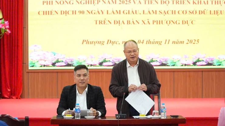  Hội nghị nghe báo cáo kiểm đếm tiến độ thu thuế sử dụng đất phi nông nghiệp năm 2025 và tiến độ triển khai thực hiện chiến dịch 90 ngày làm giàu, làm sạch cơ sở dữ liệu đất đai trên địa bàn xã Phượng Dực- Ảnh 2.