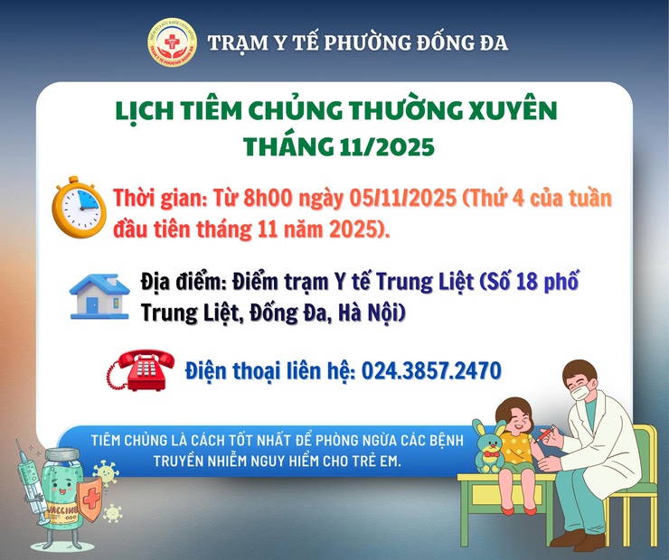 Trạm y tế phường Đống Đa thông báo lịch tiêm chủng thường xuyên tháng 11/2025- Ảnh 2.
