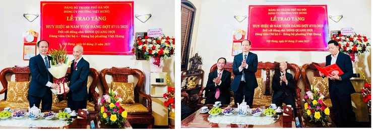 Đảng ủy phường Việt Hưng trao Huy hiệu 60, 65 năm tuổi Đảng cho đảng viên cao tuổi- Ảnh 5.