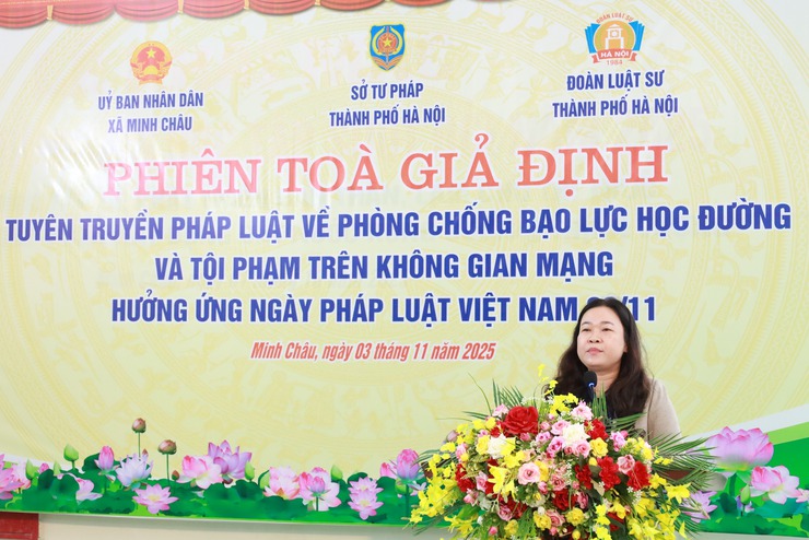 Xã Minh Châu hưởng ứng ngày Pháp luật Việt Nam năm 2025- lan toả tinh thần văn hoá thượng ton pháp luật qua phiên toà giả định- Ảnh 1.