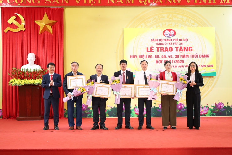 Ban Thường vụ Đảng ủy xã Vật Lại long trọng tổ chức lễ trao tặng Huy hiệu Đảng đợt 7/11- Ảnh 6.