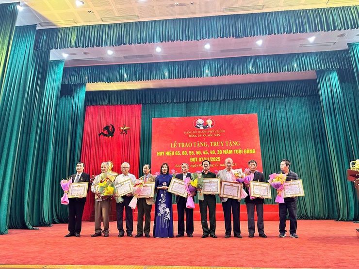 ĐẢNG ỦY XÃ SÓC SƠN LONG TRỌNG TỔ CHỨC LỄ TRAO HUY HIỆU ĐẢNG ĐỢT 7/11- Ảnh 8.