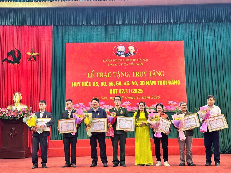 ĐẢNG ỦY XÃ SÓC SƠN LONG TRỌNG TỔ CHỨC LỄ TRAO HUY HIỆU ĐẢNG ĐỢT 7/11- Ảnh 6.