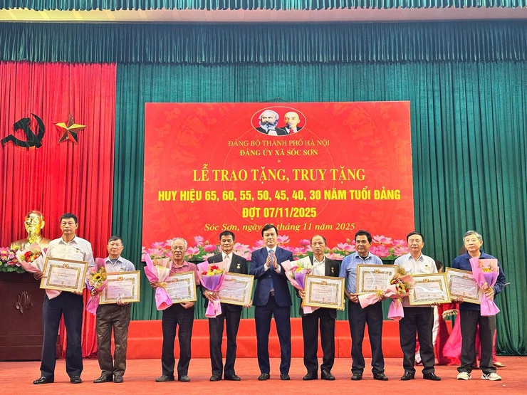 ĐẢNG ỦY XÃ SÓC SƠN LONG TRỌNG TỔ CHỨC LỄ TRAO HUY HIỆU ĐẢNG ĐỢT 7/11- Ảnh 3.