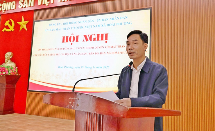 Đồng chí Bí thư Đảng ủy, Chủ tịch UBND xã Đoài Phương đối thoại với MTTQ, các tổ chức chính trị - xã hội và nhân dân- Ảnh 1.