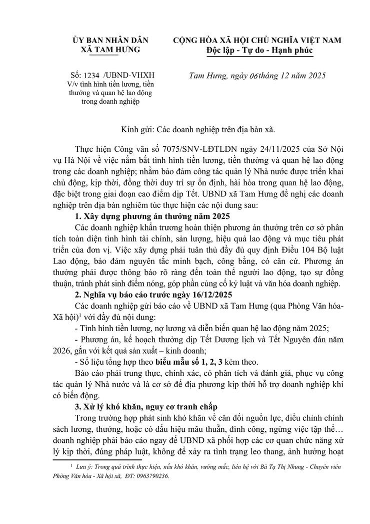 UBND xã Tam Hưng thực hiện rà soát thông tin, chế độ tiền lương, thưởng theo quy định của pháp luật đối với các doanh nghiệp trên địa bàn- Ảnh 1.
