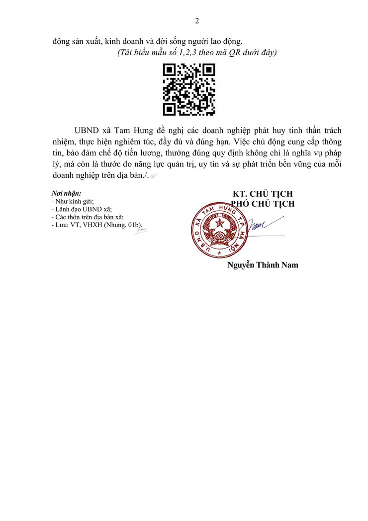 UBND xã Tam Hưng thực hiện rà soát thông tin, chế độ tiền lương, thưởng theo quy định của pháp luật đối với các doanh nghiệp trên địa bàn- Ảnh 2.