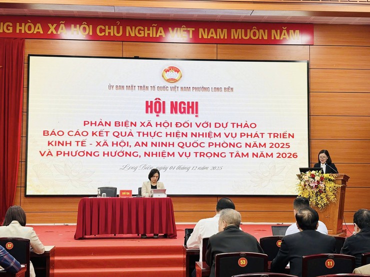 HỘI NGHỊ PHẢN BIỆN XÃ HỘI ĐỐI VỚI DỰ THẢO BÁO CÁO PHÁT TRIỂN KINH TẾ – XÃ HỘI NĂM 2025 VÀ PHƯƠNG HƯỚNG NĂM 2026 PHƯỜNG LONG BIÊN- Ảnh 7.