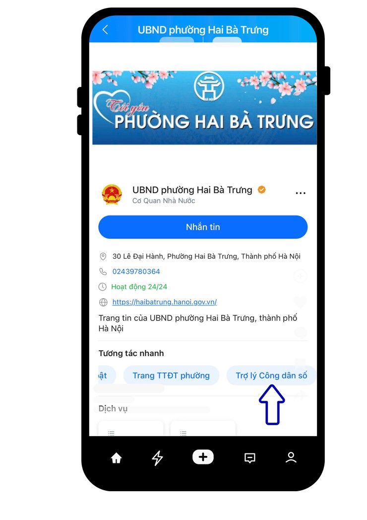 Phường Hai Bà Trưng: liên kết ứng dụng AI - trợ lý công dân số trên Zalo OA của UBND phường để hỗ trợ người dân, doanh nghiệp trên môi trường mạng.- Ảnh 1.