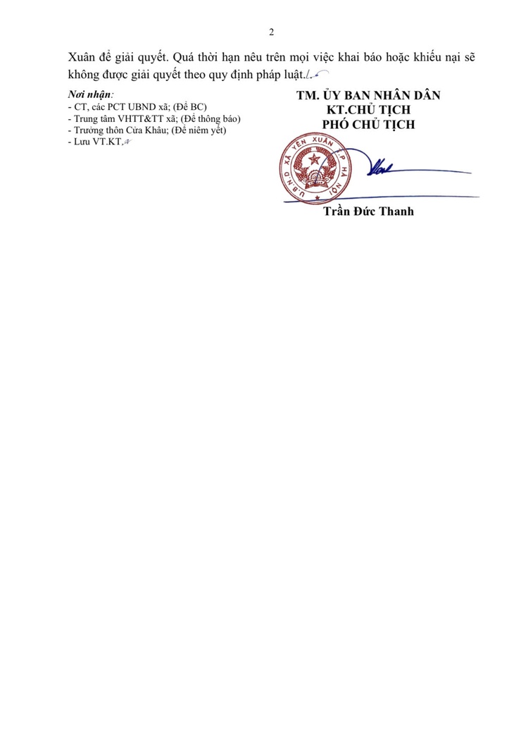 THÔNG BÁO NIÊM YẾT CÔNG KHAI TRÍCH ĐO THỬA ĐẤT ĐỂ XÁC ĐỊNH RANH GIỚI, MỐC GIỚI THỬA ĐẤT- Ảnh 2.