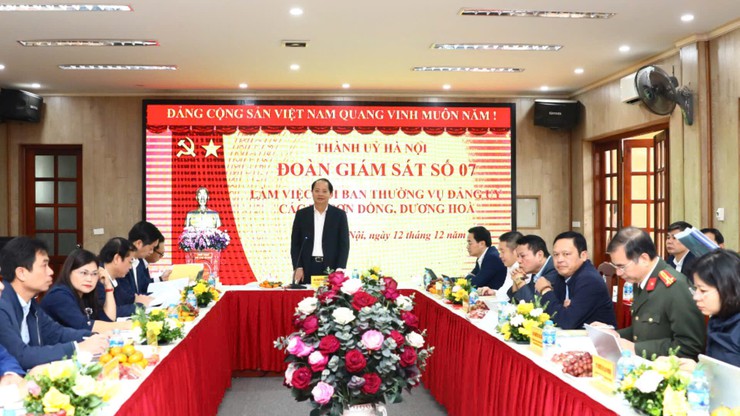 Đoàn giám sát của Ban Thường vụ Thành uỷ Hà Nội làm việc với xã Dương Hoà- Ảnh 6.