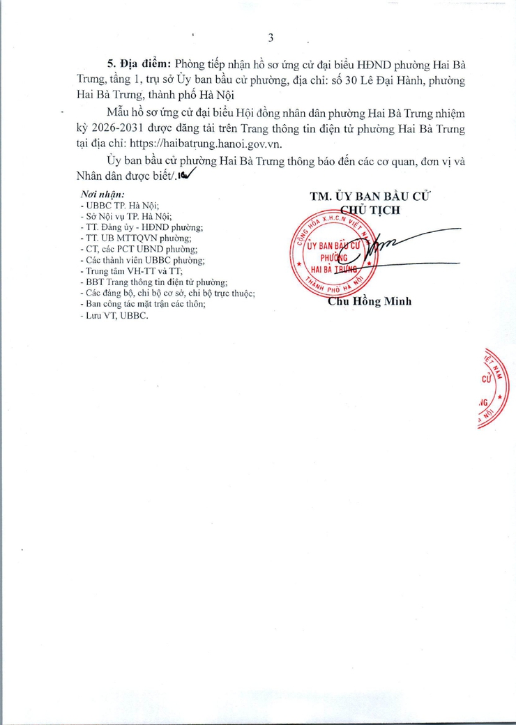 Thông báo về việc tiếp nhận hồ sơ ứng cử Đại biểu HĐND phường Hai Bà Trưng nhiệm kỳ 2026 - 2031.- Ảnh 3.