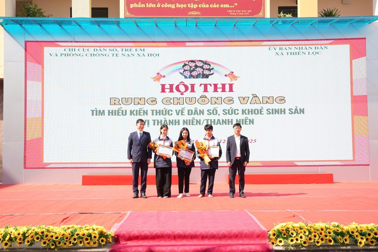 Hội thi Rung chuông vàng "Tìm hiểu kiến thức về Dân số, sức khỏe sinh sản vị thành viên/thanh niên" tại các trường THCS trên địa bàn xã Thiên Lộc năm 2025.

- Ảnh 9.