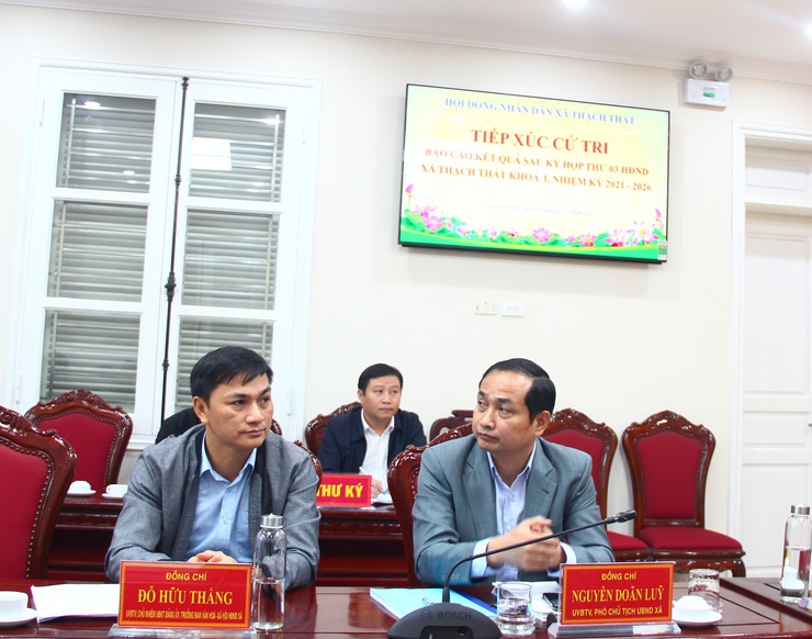 Thạch Thất tiếp xúc cử tri báo cáo kết quả kỳ họp thứ 3 HĐND xã khóa I, nhiệm kỳ 2021-2026.- Ảnh 4.