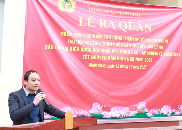 Công an xã Minh Châu ra quân cao điểm tấn công trấn áp tội phạm, bảo đảm an ninh, trật tự các ngày Lễ lớn, các sự kiện chính trị của đất nước, của địa phương.- Ảnh 1.