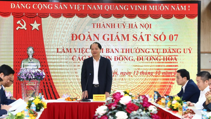 Đoàn Giám sát số 7 Thành uỷ Hà Nội làm việc với Ban Thường vụ Đảng uỷ xã Sơn Đồng- Ảnh 7.