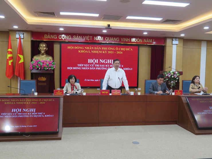 Hội nghị Tiếp xúc cử tri sau kỳ họp thứ 4 Hội đồng nhân dân Phường Ô Chợ Dừa khóa I- Ảnh 3.