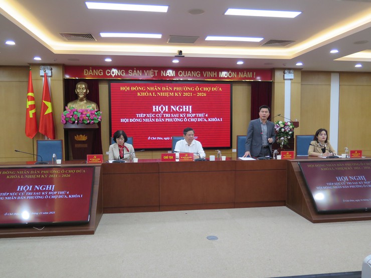 Hội nghị Tiếp xúc cử tri sau kỳ họp thứ 4 Hội đồng nhân dân Phường Ô Chợ Dừa khóa I- Ảnh 2.