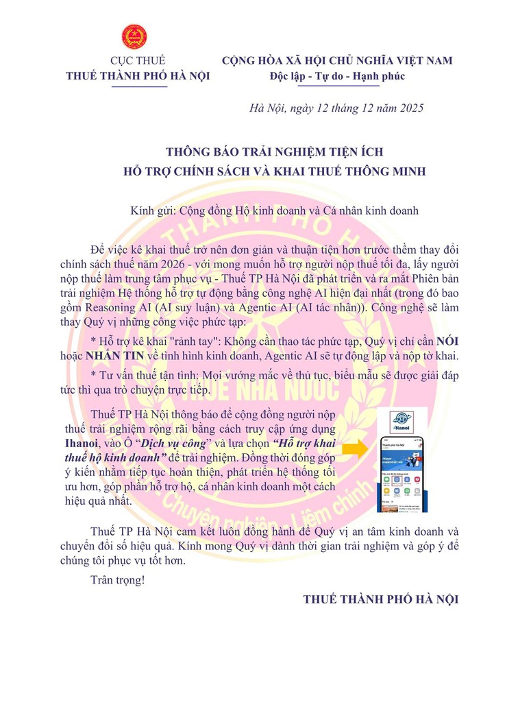 TRẢI NGHIỆM KHAI THUẾ THÔNG MINH BẰNG AI – NHẸ NHÀNG, TIỆN LỢI, HIỆN ĐẠI
- Ảnh 1.