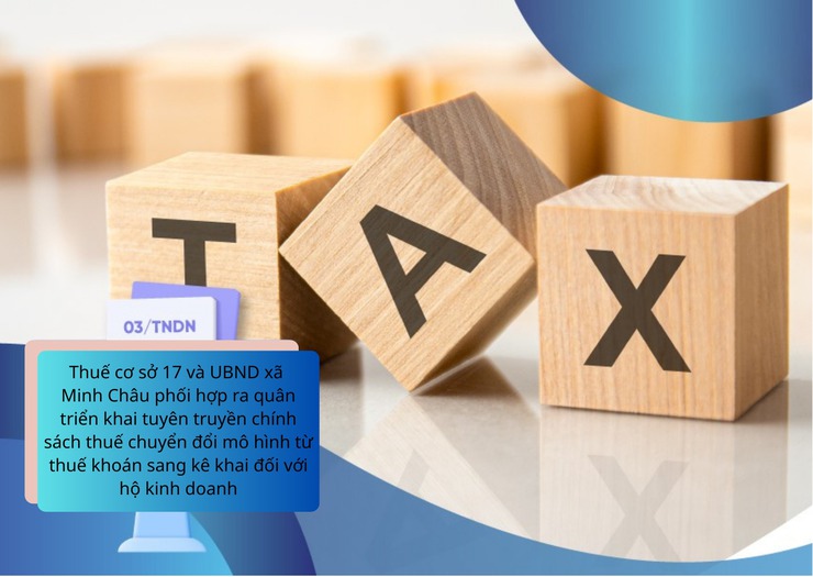 Thuế cơ sở 17 và UBND Xã Minh Châu phối hợp ra quân triển khai tuyên truyền chính sách thuế chuyển đổi mô hình từ thuế khoán sang kê khai đối với hộ kinh doanh" theo Quyết định số 3352/QĐ-CT ngày 31/10/2025 của Cục Thuế"- Ảnh 1.