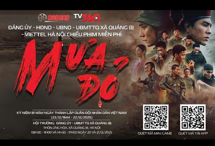 Xã Quảng Bị công chiếu chiếu phim “Mưa đỏ” miễn phí trong 02 ngày 20 và 21/12/2025- Ảnh 1.