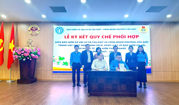 Công đoàn Phường Cầu Giấy ký kết Quy chế phối hợp với Bảo hiểm xã hội cơ sở Cầu Giấy, giai đoạn 2025 - 2030- Ảnh 4.