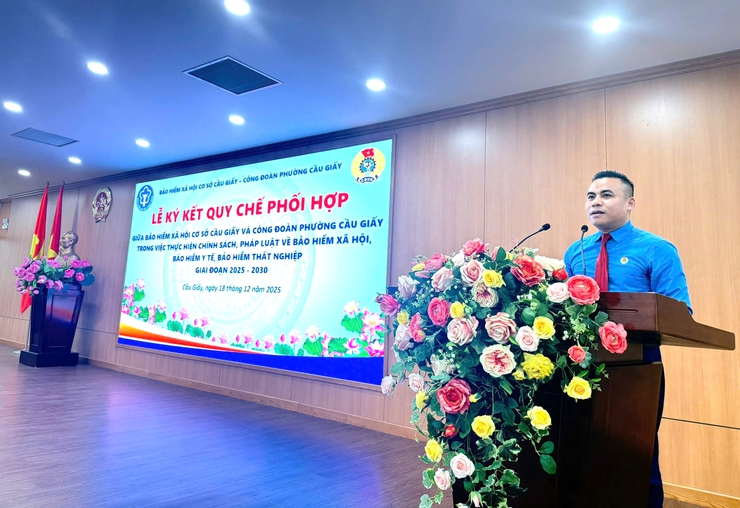 Công đoàn Phường Cầu Giấy ký kết Quy chế phối hợp với Bảo hiểm xã hội cơ sở Cầu Giấy, giai đoạn 2025 - 2030- Ảnh 1.